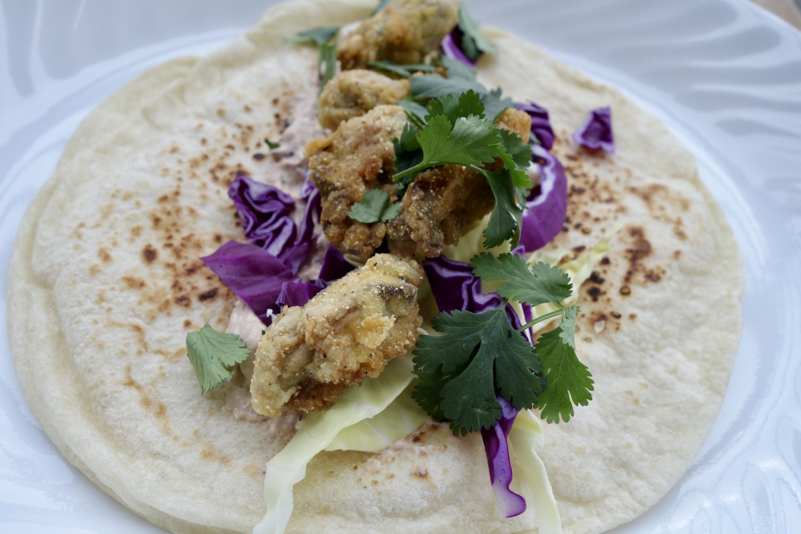 Oyster Tacos with Chipotle Sauce